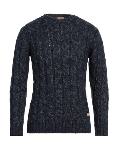 Shop Peter Hadley Man Sweater Midnight Blue Size Xxl Acrylic, Cotton, Polyester, Wool