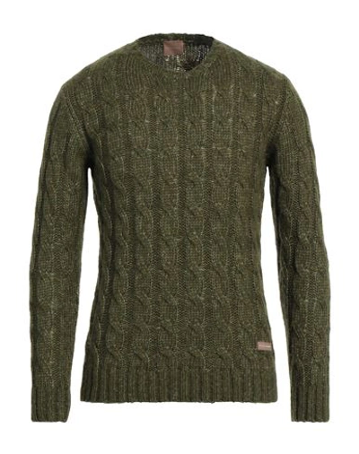 Shop Peter Hadley Man Sweater Military Green Size Xl Acrylic, Cotton, Polyester, Wool