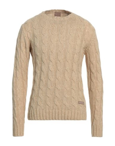 Shop Peter Hadley Man Sweater Beige Size Xxl Acrylic, Cotton, Polyester, Wool