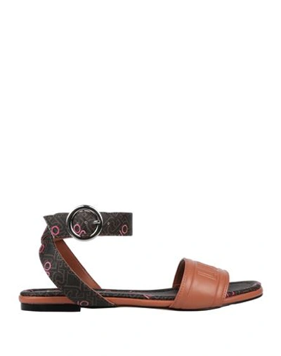 Shop Liu •jo Woman Sandals Tan Size 8 Textile Fibers In Brown