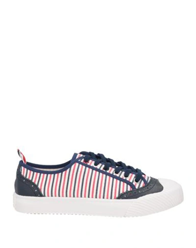 Shop Thom Browne Woman Sneakers Navy Blue Size 6 Soft Leather, Textile Fibers