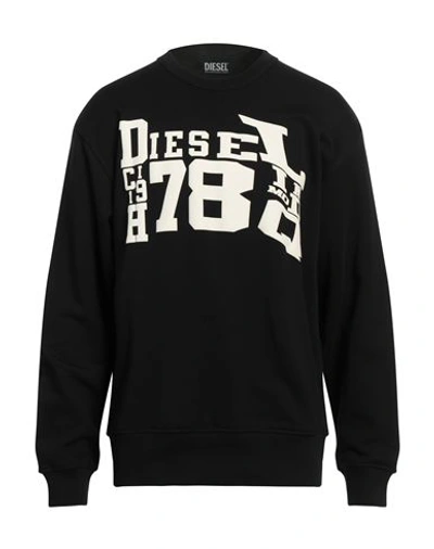 Shop Diesel Man Sweatshirt Black Size 3xl Cotton, Elastane