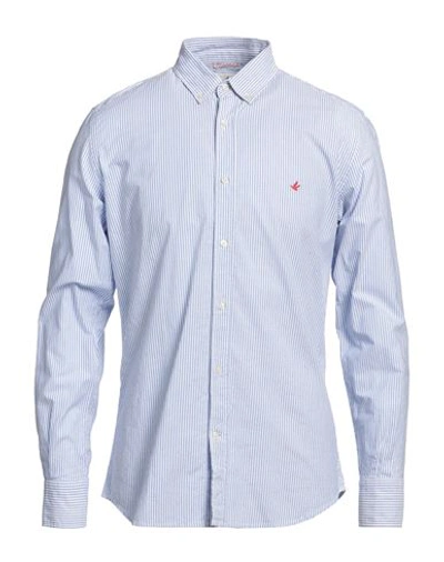 Shop Brooksfield Man Shirt Azure Size 17 ½ Cotton In Blue