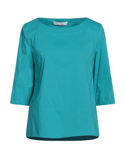 Shop Liviana Conti Woman Top Turquoise Size 6 Cotton, Polyamide, Elastane In Blue
