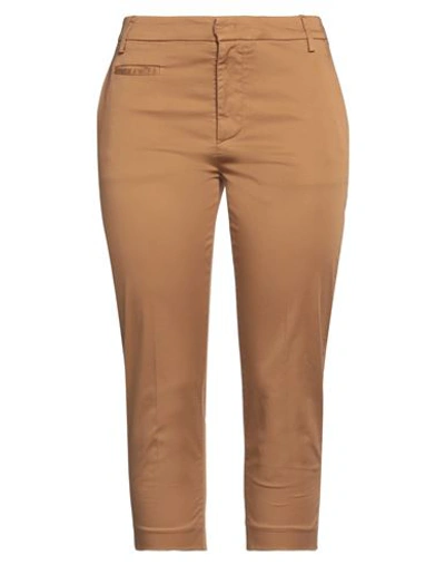 Dondup Woman Pants Camel Size 8 Cotton, Elastane In Beige