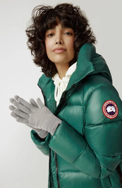 Shop Canada Goose Barrier Merino Wool Gloves In Heather Grey