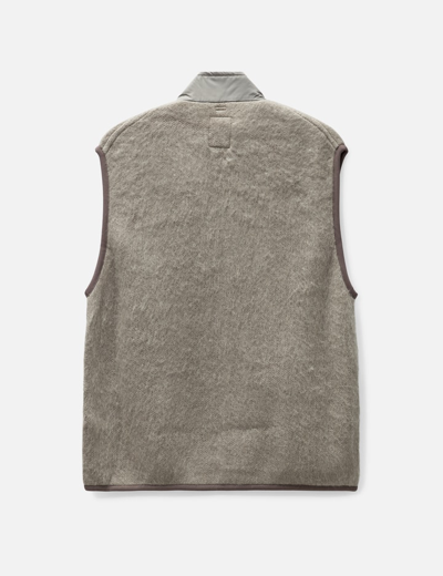 Shop Nanamica Zip Up Mohair Vest In Beige