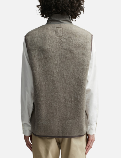 Shop Nanamica Zip Up Mohair Vest In Beige