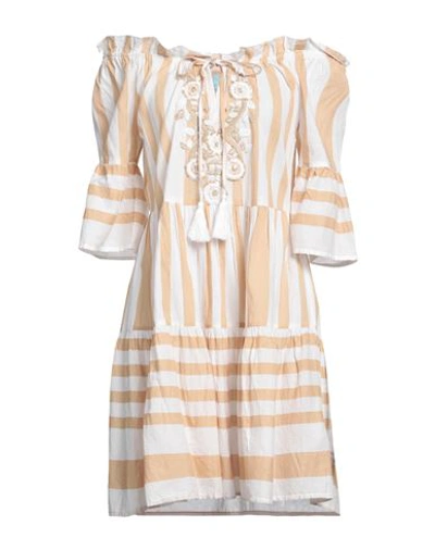 Shop Iconique Woman Mini Dress Beige Size M Cotton