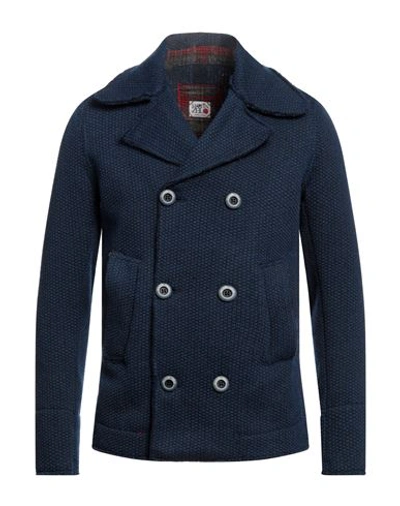Shop Martin Zelo Man Coat Blue Size M Wool, Polyester