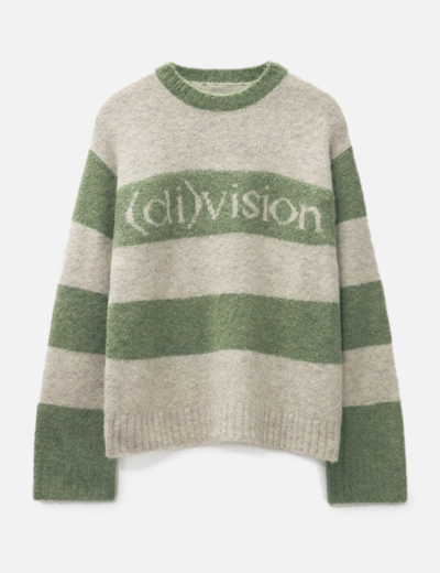 Shop (d)ivision Striped Logo Knit Sweater In Green