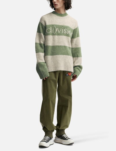 Shop (d)ivision Striped Logo Knit Sweater In Green