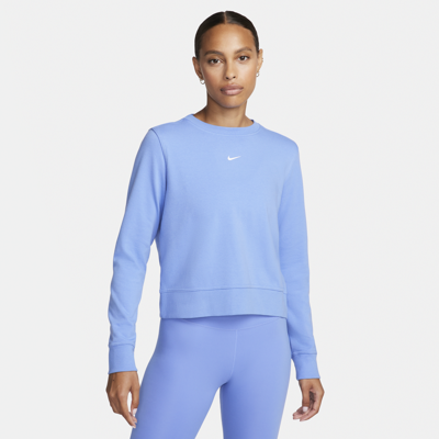 Shop Nike Women's Dri-fit One Crew-neck French Terry Sweatshirt In Blue