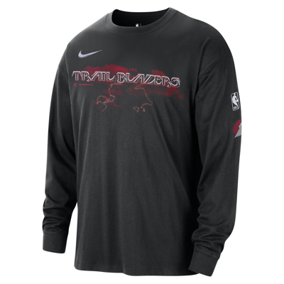 Shop Nike Portland Trail Blazers Essential Max90  Men's Nba Long-sleeve T-shirt In Black