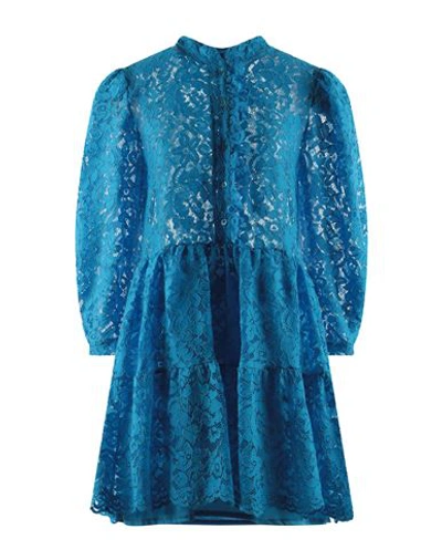 Shop Soallure Woman Mini Dress Azure Size 6 Polyamide, Cotton, Polyester In Blue