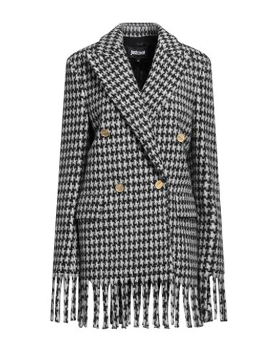 Shop Just Cavalli Woman Coat Black Size 4 Polyester, Virgin Wool