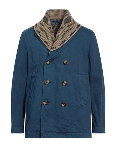 Shop Bazar Deluxe Man Coat Navy Blue Size 44 Cotton, Polyester