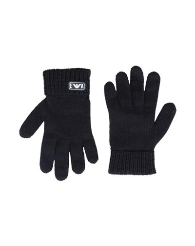 Shop Emporio Armani Toddler Boy Gloves Blue Size 7 Virgin Wool