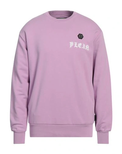 Shop Philipp Plein Man Sweatshirt Lilac Size L Cotton, Polyester In Purple