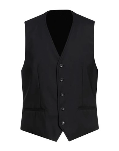 Shop Dolce & Gabbana Man Vest Black Size 42 Virgin Wool, Elastane