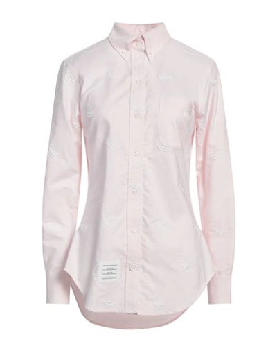 Shop Thom Browne Woman Shirt Light Pink Size 8 Cotton