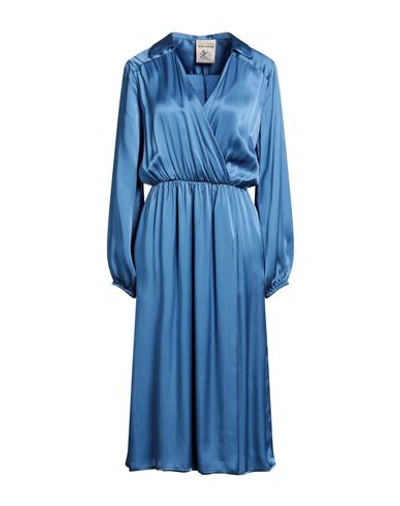 Shop Semicouture Woman Midi Dress Slate Blue Size 8 Acetate, Silk