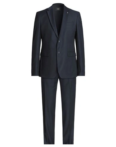 Shop Cavalli Class Man Suit Navy Blue Size 42 Polyester, Viscose, Elastane