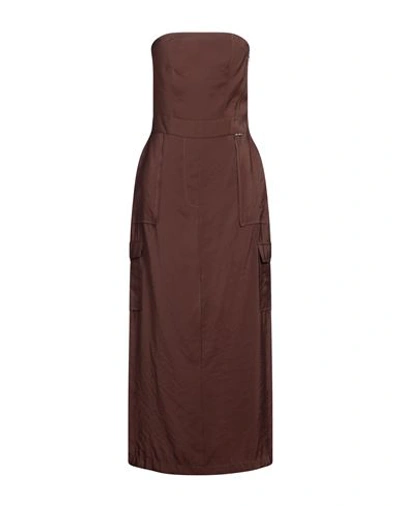 Shop No-nà Woman Midi Dress Cocoa Size L Modal, Polyester In Brown