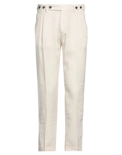 Shop Berwich Man Pants Ivory Size 28 Linen In White