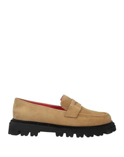 Shop Pas De Rouge Woman Loafers Camel Size 8 Soft Leather In Beige