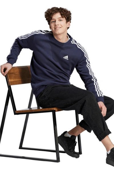 Shop Adidas Originals Essentials Fleece 3-stripes Sweatshirt In Ink