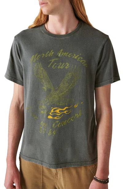 Shop Lucky Brand North American Tour Cotton Graphic T-shirt In Raven