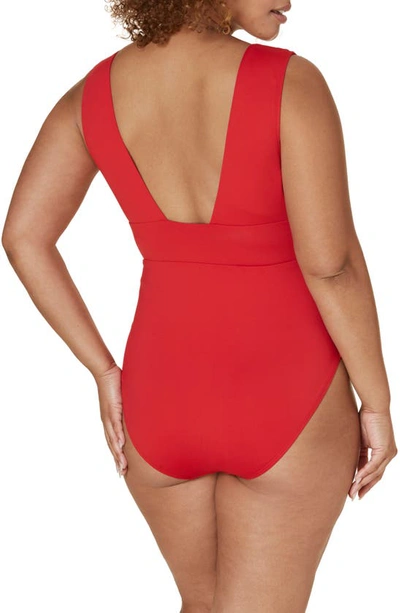 Shop Andie The Mykonos Long Torso One-piece Swimsuit In Cherry Red
