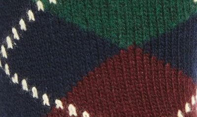 Shop Polo Ralph Lauren Argyle Wool Blend Crew Socks In Navy