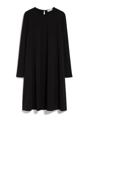 Shop Max Mara Quarto Long Sleeve Jersey Swing Dress In Black