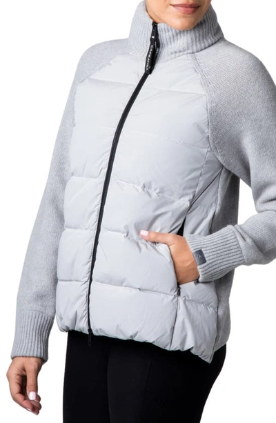 Shop Capranea Acletta Knit Contrast Puffer Jacket In Silversky