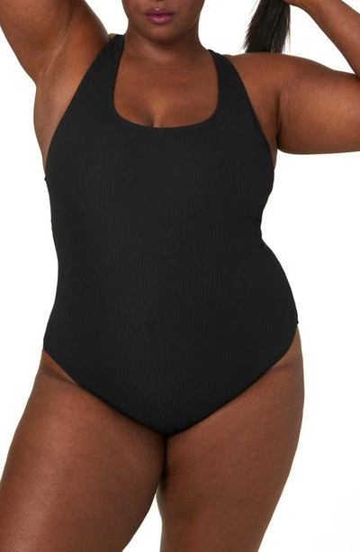Shop Andie Tulum Ribbed One-piece Swimsuit In Black