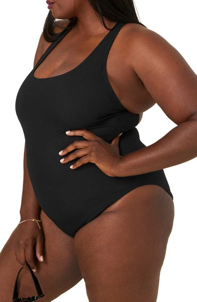 Shop Andie Tulum Ribbed One-piece Swimsuit In Black