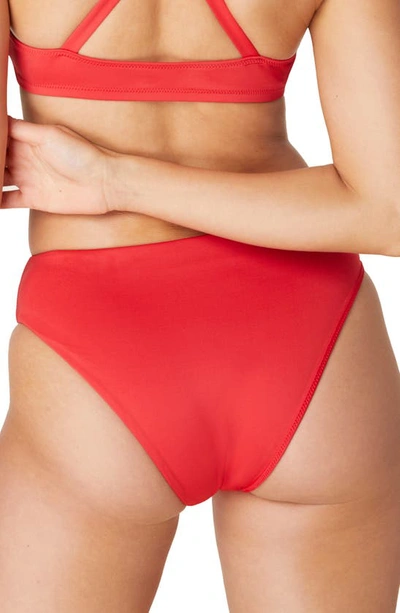 Shop Andie The '90s High Waist Bikini Bottoms In Cherry Red