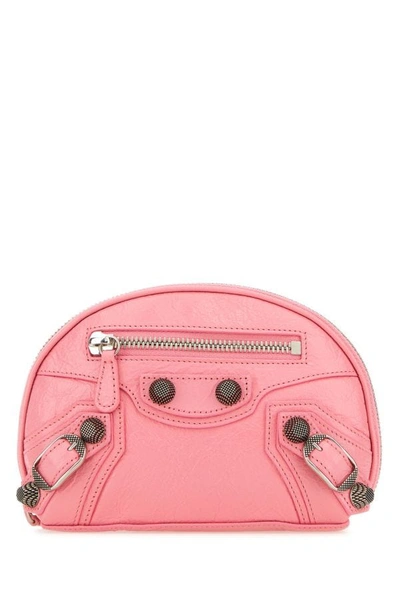Shop Balenciaga Woman Pink Leather Le Cagole Xs Beauty Case