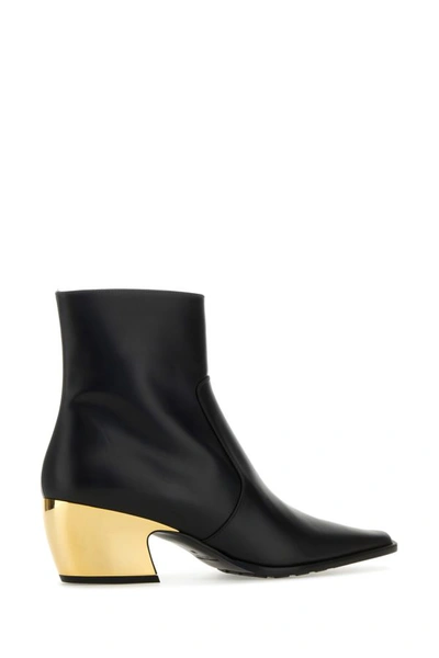 Shop Bottega Veneta Woman Black Leather Tex Ankle Boots