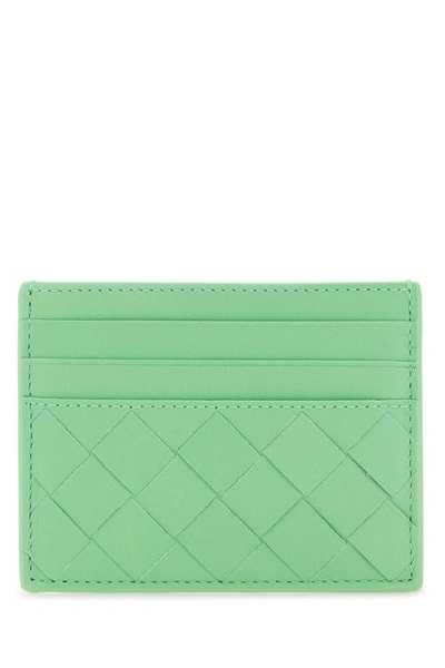Shop Bottega Veneta Woman Mint Green Leather Card Holder