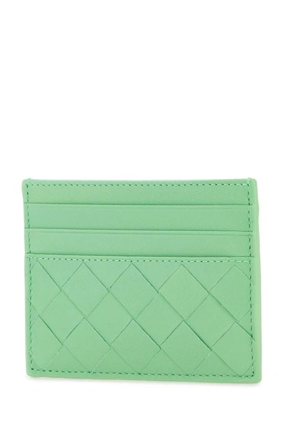 Shop Bottega Veneta Woman Mint Green Leather Card Holder