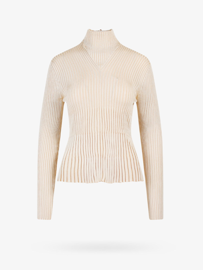 Shop Bottega Veneta Woman Sweater Woman Beige Knitwear In Cream