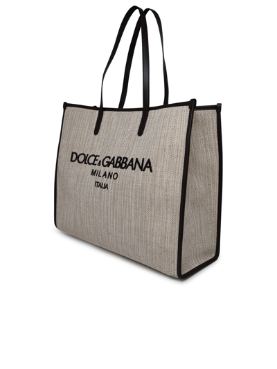 Shop Dolce & Gabbana Man  Beige Fabric Bag In Cream