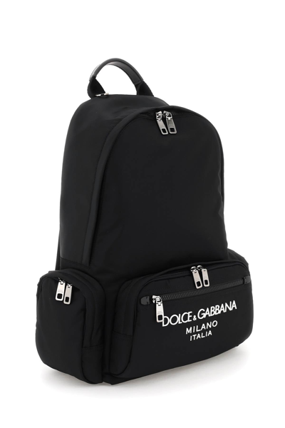 Shop Dolce & Gabbana Nylon Backpack With Logo Men In Black