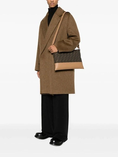 Shop Fendi Men Ff-jacquard Shoulder Bag In Brown