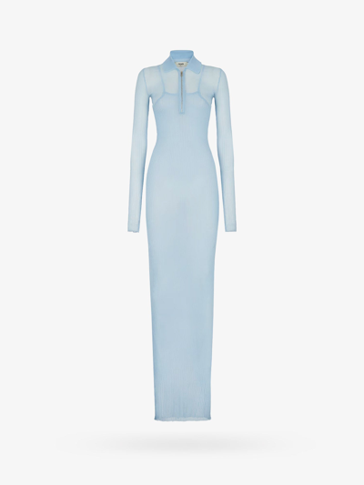 Shop Fendi Woman Dress Woman Blue Long Dresses