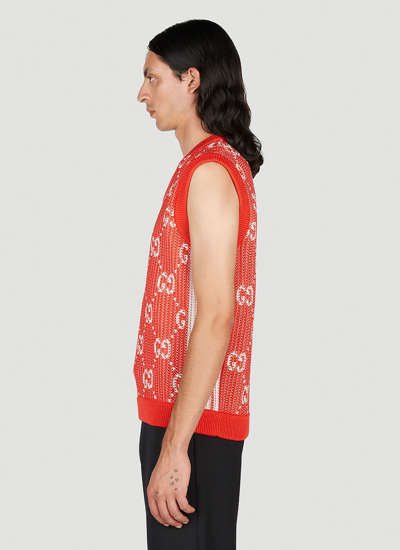 Shop Gucci Men Gg Jacquard Vest In Red