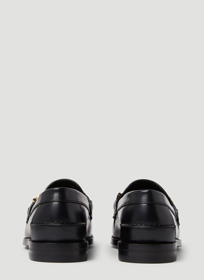 Shop Gucci Men Logo Plaque Loafers In Black